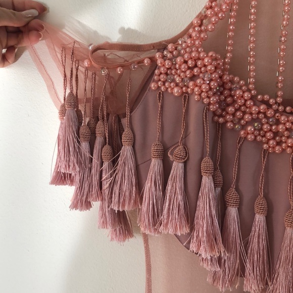 Balmain inspired cocktail dress w tassels & pearls - Picture 4 of 8